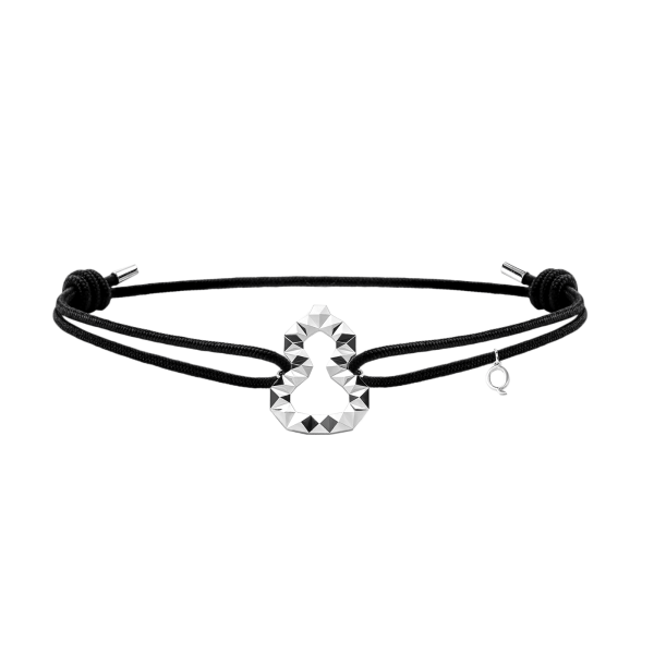 Wulu 18 black cord bracelet in 18K white gold