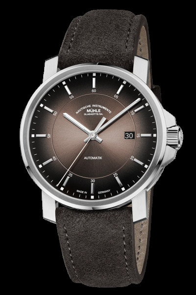 Mühle Glashütte 29er Casual Automatik Edelstahl 42,4mm braunes Zifferblatt braunes Lederband