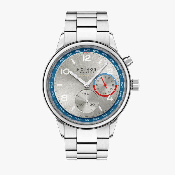 Club Sport neomatik Weltzeit silber