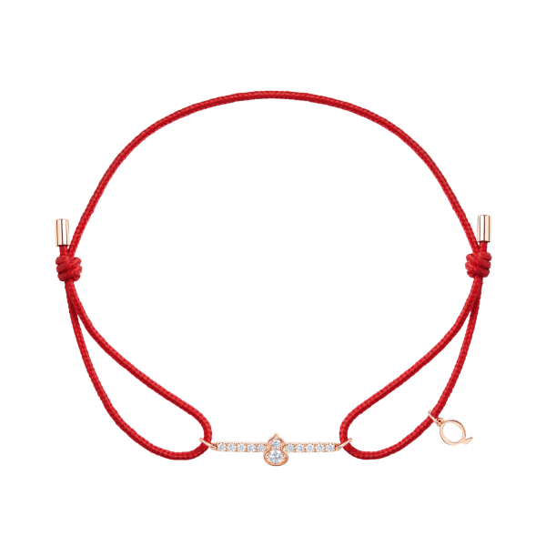 Wulu mini red cord bracelet in 18K rose gold set with diamonds.